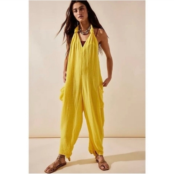 New!Free People Knot It Up Low Back Jumpsuit - Picture 2 of 12